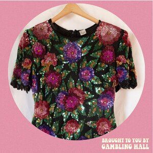 vintage hand-beaded floral blouse